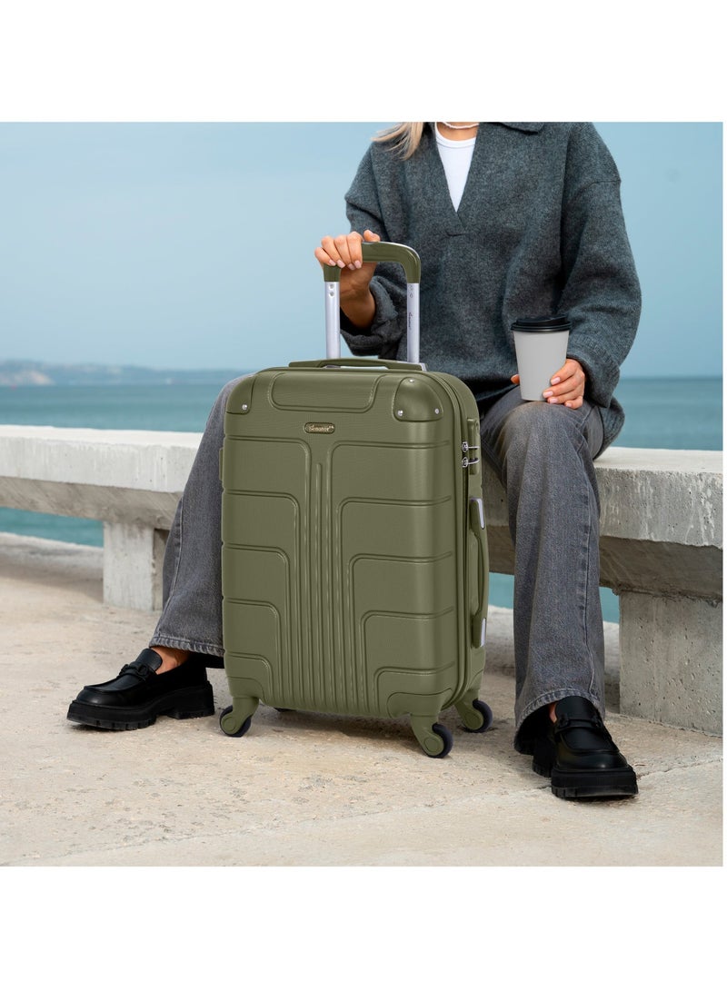 SENATOR Hard Case Travel Bag Cabin Luggage Trolley ABS Lightweight Suitcase with 4 Spinner Wheels A1012 Olive Green - Image 2